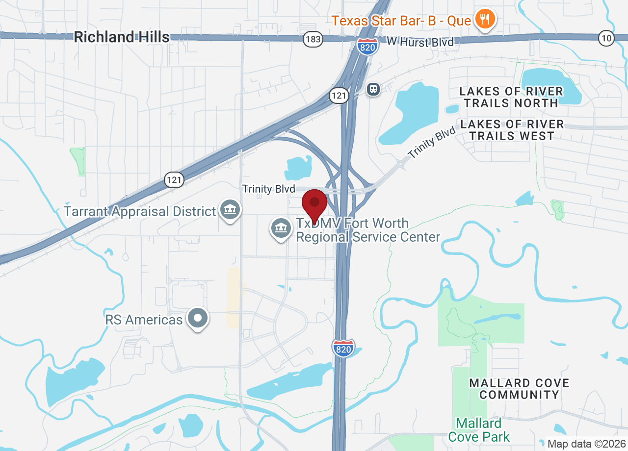 Map to Sovereign Pharmaceuticals — 7590 Sand Street, Fort Worth, TX 76118